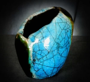 SUPERB LACHENAL CRACKLE GLAZED MINIATURE VASE - Picture 1 of 6