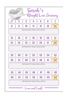 Tabla de pérdida de peso personalizada rastreador de dieta observadores de peso RECOMPENSA 1 a 8 piedras - Imagen 1 de 14