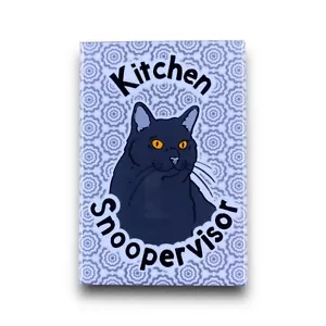 Imán de gato negro cocina fisgón arte gato decoración del hogar regalo hecho a mano 2x3" - Imagen 1 de 6