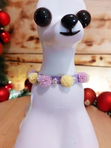 Halsband für Hunde, Katzen, verziert mit Perlen und Pompons von 16 - 35 cm. - Bild 1 von 13