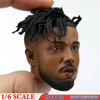 1/6 Black Panther Erik Man Head Sculpt Fit 12" Hot Toys Worldbox Body Figures - Image 1 of 4