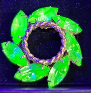 Uranglas Marquis Schliff Krappen Set Vintage Strass Kreis Infinity Brosche - Bild 1 von 10