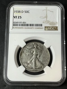 1938 d walking liberty half dollar NGC VF25 - Picture 1 of 2