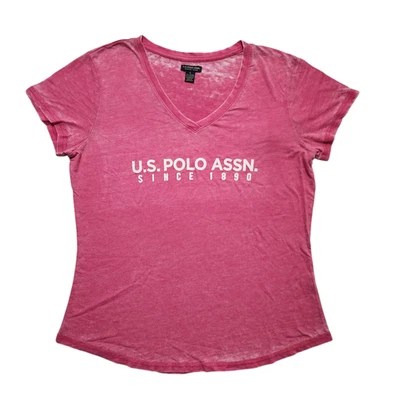 U.S Polo Assn Women's T-shirt Tie Dye V-neck Casual Top Size Large - Image 1 of 4