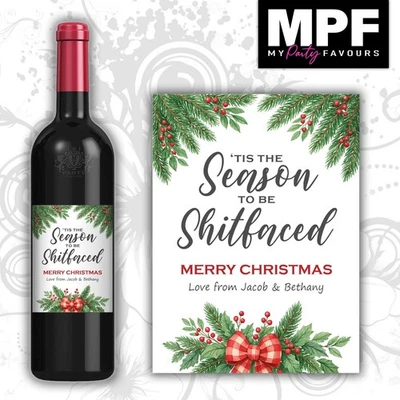 Personalised Funny CHRISTMAS Wine Gin Vodka Bottle Label Secret Santa Gift XMAS - Image 1 of 4
