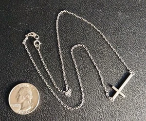 Collar Cadena Cruz Estilo Rosario Plata Esterlina 925 JJT 1.9G 19" - Imagen 1 de 5