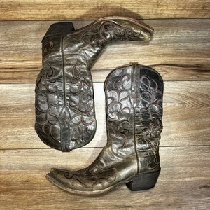 Botas de Vaquero del Oeste Lucchese 1883 Punta Talla 8.5B Gris Marrón Cuero - Imagen 1 de 13