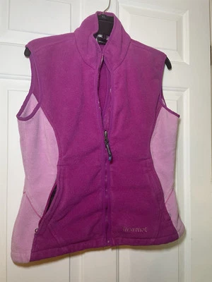 Marmot Woman’s Two Tone Pink Vest Fleece Medium  Fuschia  Zip Sporty Athleisure - Image 1 of 4