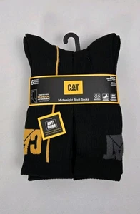 CAT CATERPILLAR Crew Socks MidWeight Boot Cushion 6 Pair Mens Size 8-12 NWT - Picture 1 of 3