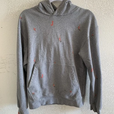 Michael Jordan Gray Hoodie With Orange Figures Size Small - Image 1 of 4