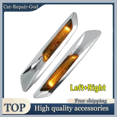 For BMW 528i 535i 550i F10 2x Side Marker Turn Signal Amber Light Silver Tone US - Imagem 1 de 4