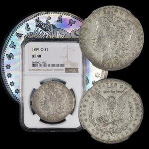 1891 o Morgan Silver Dollar NGC XF 40 *** Semi - KEY DATE *** Peripheral Toned - Picture 1 of 5