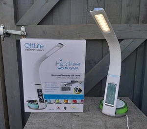 Ottlite LED Schreibtischlampe mit integriertem kabellosem Ladegerät weiß neues Licht Telefon - Bild 1 von 9