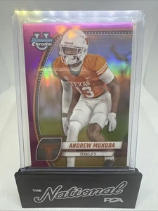 2024 Bowman U Chrome Andrew Mukuba #12 rifrattore rosa /150 Longhorns Eagles - Foto 1 di 3