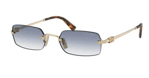 Miu Miu Logo MU B50S ZVN80O eckige Sonnenbrille in Gold/blauen Gläsern mit Farbverlauf - Bild 1 von 6