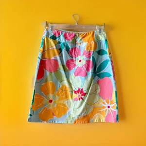 Falda Talbots Petites Talla 4 Línea A Mezcla Algodón Flores Pastel Bordado Bolsillos - Imagen 1 de 5