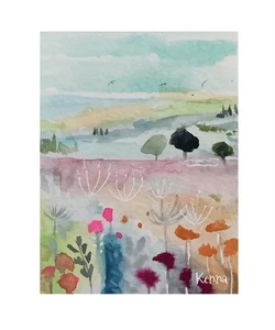 Aceo By Kenna Original Painting Watercolour Landscape  2.5” X 3.5” Signed - Imagen 1 de 4