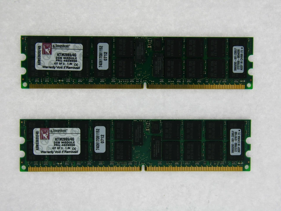 Kingston 4GB 2X2GB PC2-3200 DDR2 ECC REG MEM KIT KTM2865/4G - Image 1 of 1