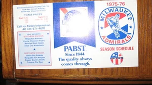 1975-76 MILWAUKEE ADMIRALS TASCHENSPIELPLAN UNGEFALTET - Bild 1 von 1