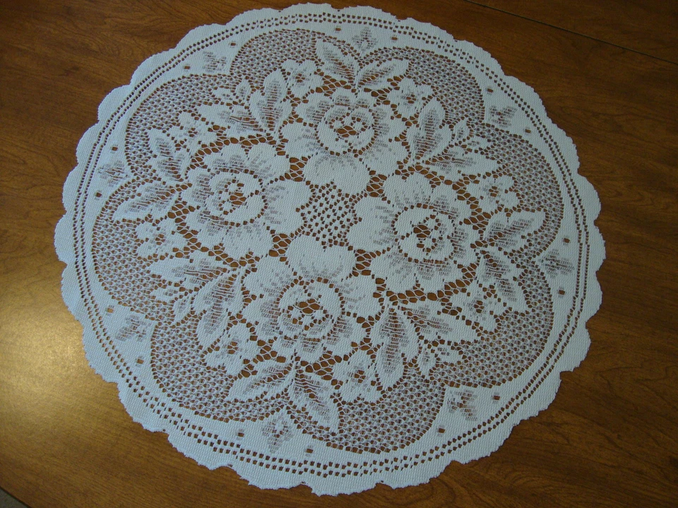  White Lace Floral design Doily 17" round set of 2 - Image 1 of 1