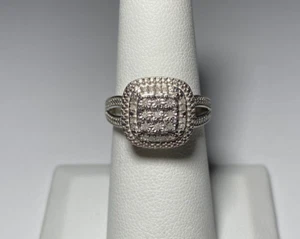 .925 Sterling Silver .10ctw Natural White Diamond Ring Size 7 "TI" - Picture 1 of 6