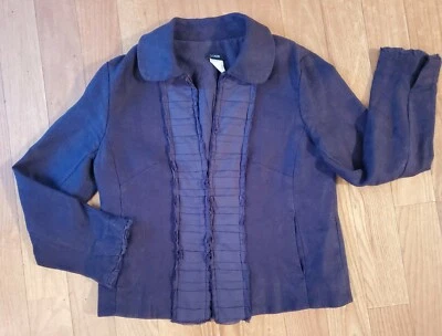 Mujer Talla 0 J. Blazer Crew de lino negro Foto 1 de 2