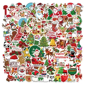 100x Christmas Sticker Mixed Santa Christmas Gift Packing Stickers Removabl AU - Picture 1 of 6