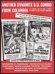 THE GIANT CLAW / NIGHT THE WORLD EXPLODED - Original 1957 Trade AD / ADVERT - Picture 1 of 1