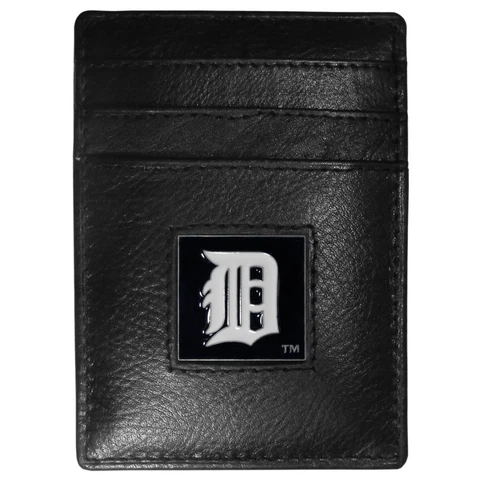 Detroit Tigers MLB Fine Grain Leather Cardholder Money Clip Wallet, Boxed Cover
