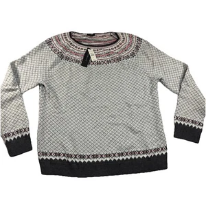 Talbots Nordic Fair Isle Lambswool Nylon Blend Pullover Ivory Womens Size XL NWT - Picture 1 of 11
