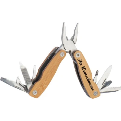 GRAVUR BY LIVEPAC-GESCHENKELT Multitool aus Bambus mit Namensgravur - Taschenmesser