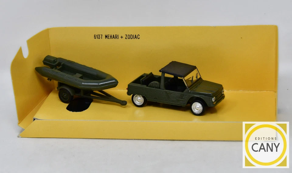 Macchina Citroën Mehari Militare + Rimorchio Zodiac - Solido - 1/50 - Immagine 1 di 3