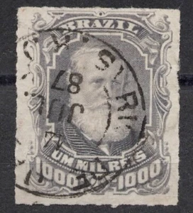 RHM:BR 46 Mi:BR 47 1878 Brazil 1000 Rèis DOM PEDRO II BARBA BRANCA - PERCÊ used - Picture 1 of 2