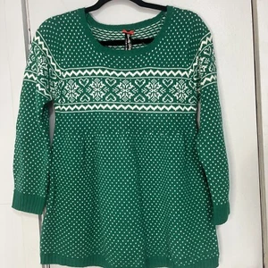 Love by Design Green Sweater hearts snowflakes Girls L Christmas (14/16) - Picture 1 of 6
