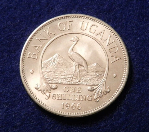 1966 Uganda Shilling - Beautiful Uncirculated Crowned Crane Coin - See Pictures Cover