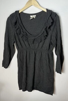 Túnica Sophie Max para mujer con volantes cuello redondo negra manga 3/4 talla grande cintura ceñida Foto 1 de 4