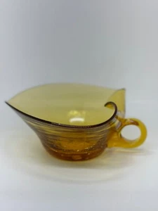 VTG Amber Crackle Glass Handled Bowl With Unique Spout Design MCM Decor - Picture 1 of 7