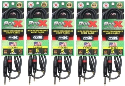 ProX XC-MYP05 5 Ft Unbalanced 3.5mm Mini-TRS to Dual TS-M High Audio Y Cable.... - Image 1 of 2