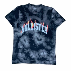 Vintage Tie Dye T Shirt Hollister Tee Spell Out Black Grey Mens M - Picture 1 of 3