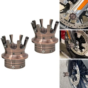 Bronzed King Crown Front Axle Nut Cover Caps Fit For Harley Electra Road Glide - Picture 1 of 8