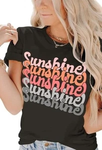 NEW INFITTY Womens Print T Shirts Short Sleeve Shirts Cute Sunshine Graphic, M - Picture 1 of 9