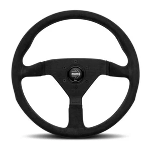 MOMO Montecarlo Alcantara Steering Wheel Black stitch Suede 350mm VMCALBLKBK35R - Picture 1 of 1