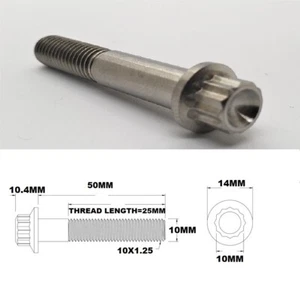 1X 12PT TITANIUM M10X1.25 BOLT 12 POINT M10 X 50MM M10X50MM LONG GRADE 5 12 PT - Foto 1 di 2