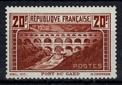 FRANCE YVERT N° 262A SCOTT # 253 " PONT DU GARD 20F RED BROWN 1929 " MNH VF Y849 - Image 1 of 2