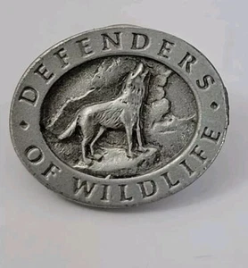 Defenders of Wildlife Coyote Wolf Nature Pewter Gray Hat Lapel Pin Collectible - Picture 1 of 5