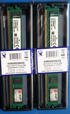 kit 2 MODULI DI MEMORIA RAM KINGSTON 4 GB (2 x 2 GB) DDR2 800 MHz DIMM PC2 - Immagine 1 di 4