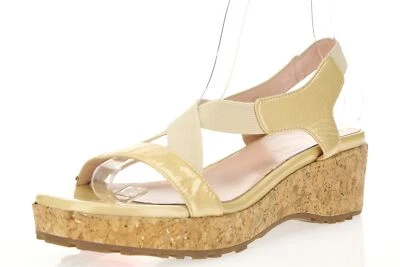 Sandalias de mujer TARYN ROSE beige charol cuña con cordones talla. 7 M Foto 1 de 4