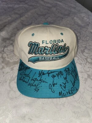 Vintage 90s Starter Script Florida Marlins MLB Baseball 100% Wool Snapback Hat - Image 1 of 4