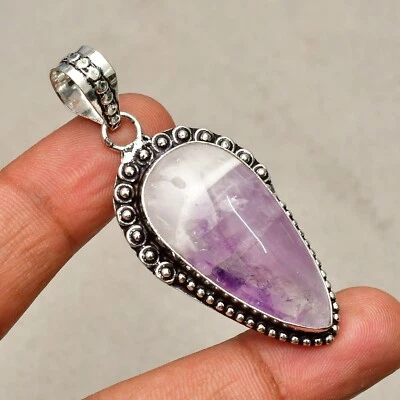 Ciondolo gioiello in argento sterling 925 fatto a mano con pietra preziosa am... - Immagine 1 di 4