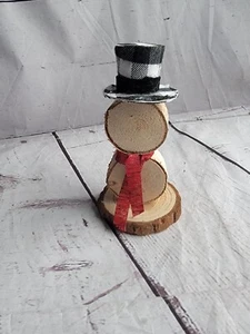rustic wooden snowman handmade winter decor Countrycore Farmhouse - Picture 1 of 7